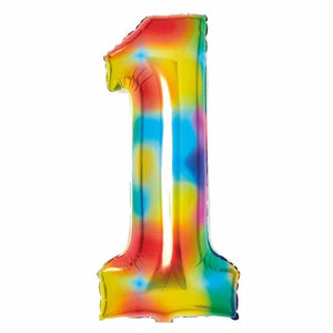 Balloon - Supershapes, Numbers & Letters Bright Rainbow / 1 Large Number Foil Balloon Each