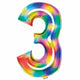 Balloon - Supershapes, Numbers & Letters Bright Rainbow / 3 Large Number Foil Balloon Each