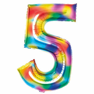 Balloon - Supershapes, Numbers & Letters Bright Rainbow / 5 Large Number Foil Balloon Each
