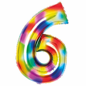 Balloon - Supershapes, Numbers & Letters Bright Rainbow / 6 Large Number Foil Balloon Each