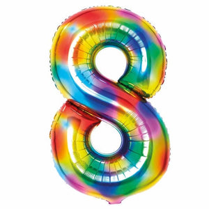 Balloon - Supershapes, Numbers & Letters Bright Rainbow / 8 Large Number Foil Balloon Each