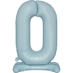 Balloon - Supershapes, Numbers & Letters Pastel Blue / 0 Large Number Air Filled Standing Foil Balloon 76cm Each
