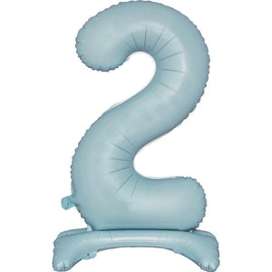 Balloon - Supershapes, Numbers & Letters Pastel Blue / 2 Large Number Air Filled Standing Foil Balloon 76cm Each