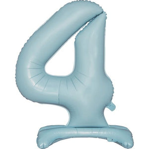 Balloon - Supershapes, Numbers & Letters Pastel Blue / 4 Large Number Air Filled Standing Foil Balloon 76cm Each