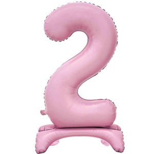 Balloon - Supershapes, Numbers & Letters Pastel Pink / 2 Large Number Air Filled Standing Foil Balloon 76cm Each