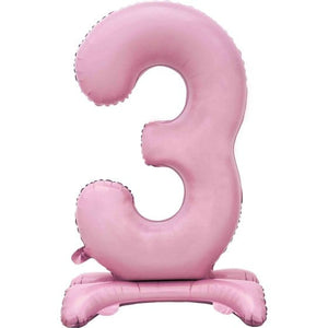 Balloon - Supershapes, Numbers & Letters Pastel Pink / 3 Large Number Air Filled Standing Foil Balloon 76cm Each