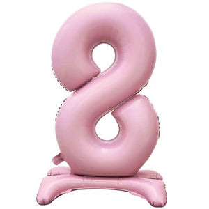 Balloon - Supershapes, Numbers & Letters Pastel Pink / 8 Large Number Air Filled Standing Foil Balloon 76cm Each