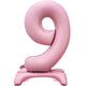 Balloon - Supershapes, Numbers & Letters Pastel Pink / 9 Large Number Air Filled Standing Foil Balloon 76cm Each