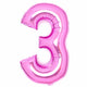 Balloon - Supershapes, Numbers & Letters Pink / 3 Large Number Foil Balloon Each