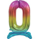 Balloon - Supershapes, Numbers & Letters Rainbow / 0 Large Number Air Filled Standing Foil Balloon 76cm Each