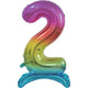 Balloon - Supershapes, Numbers & Letters Rainbow / 2 Large Number Air Filled Standing Foil Balloon 76cm Each