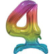 Balloon - Supershapes, Numbers & Letters Rainbow / 4 Large Number Air Filled Standing Foil Balloon 76cm Each