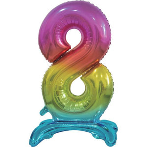 Balloon - Supershapes, Numbers & Letters Rainbow / 8 Large Number Air Filled Standing Foil Balloon 76cm Each