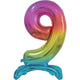 Balloon - Supershapes, Numbers & Letters Rainbow / 9 Large Number Air Filled Standing Foil Balloon 76cm Each