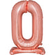 Balloon - Supershapes, Numbers & Letters Rose Gold / 0 Large Number Air Filled Standing Foil Balloon 76cm Each