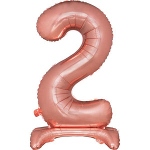 Balloon - Supershapes, Numbers & Letters Rose Gold / 2 Large Number Air Filled Standing Foil Balloon 76cm Each