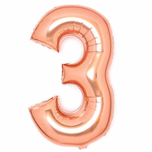 Balloon - Supershapes, Numbers & Letters Rose Gold / 3 Large Number Foil Balloon Each