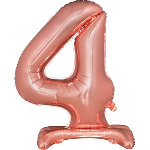 Balloon - Supershapes, Numbers & Letters Rose Gold / 4 Large Number Air Filled Standing Foil Balloon 76cm Each