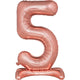 Balloon - Supershapes, Numbers & Letters Rose Gold / 5 Large Number Air Filled Standing Foil Balloon 76cm Each