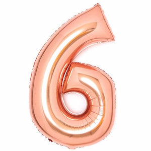 Balloon - Supershapes, Numbers & Letters Rose Gold / 6 Large Number Foil Balloon Each