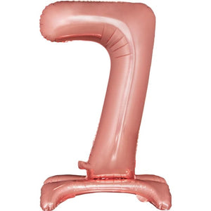 Balloon - Supershapes, Numbers & Letters Rose Gold / 7 Large Number Air Filled Standing Foil Balloon 76cm Each