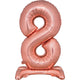 Balloon - Supershapes, Numbers & Letters Rose Gold / 8 Large Number Air Filled Standing Foil Balloon 76cm Each