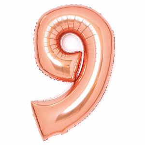 Balloon - Supershapes, Numbers & Letters Rose Gold / 9 Large Number Foil Balloon Each