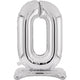Balloon - Supershapes, Numbers & Letters Silver / 0 Large Number Air Filled Standing Foil Balloon 76cm Each