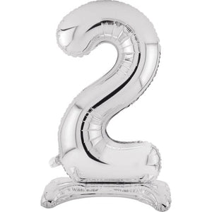 Balloon - Supershapes, Numbers & Letters Silver / 2 Large Number Air Filled Standing Foil Balloon 76cm Each