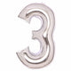 Balloon - Supershapes, Numbers & Letters Silver / 3 Large Number Foil Balloon Each