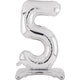 Balloon - Supershapes, Numbers & Letters Silver / 5 Large Number Air Filled Standing Foil Balloon 76cm Each