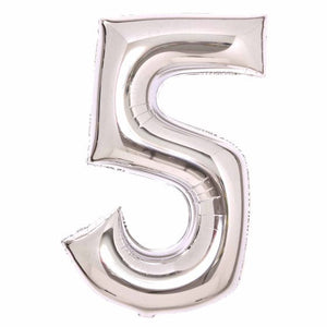Balloon - Supershapes, Numbers & Letters Silver / 5 Large Number Foil Balloon Each