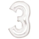 Balloon - Supershapes, Numbers & Letters White / 3 Large Number Foil Balloon Each