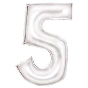 Balloon - Supershapes, Numbers & Letters White / 5 Large Number Foil Balloon Each