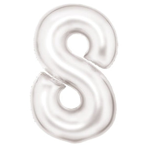 Balloon - Supershapes, Numbers & Letters White / 8 Large Number Foil Balloon Each