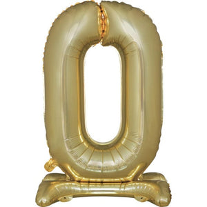 Balloon - Supershapes, Numbers & Letters White Gold / 0 Large Number Air Filled Standing Foil Balloon 76cm Each