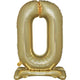Balloon - Supershapes, Numbers & Letters White Gold / 0 Large Number Air Filled Standing Foil Balloon 76cm Each
