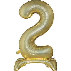 Balloon - Supershapes, Numbers & Letters White Gold / 2 Large Number Air Filled Standing Foil Balloon 76cm Each