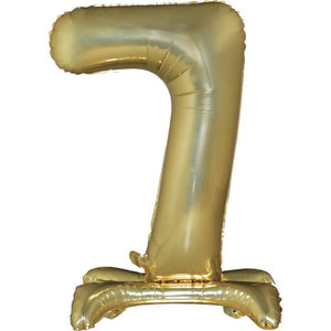 Balloon - Supershapes, Numbers & Letters White Gold / 7 Large Number Air Filled Standing Foil Balloon 76cm Each