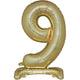 Balloon - Supershapes, Numbers & Letters White Gold / 9 Large Number Air Filled Standing Foil Balloon 76cm Each