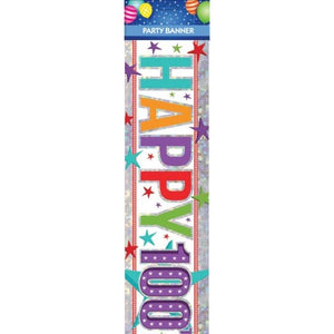 Decorations - Banners, Flags & Streamers Happy 100th Birthday Multi Banner Each