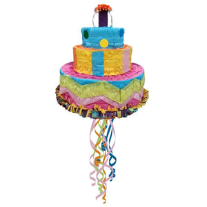 Games & Favors - Pinatas & Party Game Birthday Cake 3D Shape Pull String Pinata Each