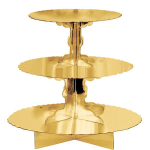 Tableware - Cupcake Stand & Cases Gold Cupcake 3 Tier Treat Stand 29cm Each