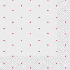 Tableware - Napkins Bright Pink Dots Beverage Napkins 2-Ply FSC 16pk
