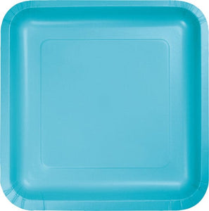 Tableware - Plates Caribbean Blue Square Dinner Paper Plates 23cm 18pk