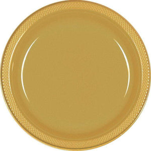 Tableware - Plates Gold Dessert Plastic Plates 17cm 20pk