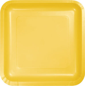 Tableware - Plates Yellow Square Dinner Paper Plates 23cm 18pk