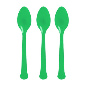 Tableware - Spoons, Forks, Knives & Tongs Festive Green Premium Plastic Spoons 20pk