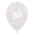 Age 30 Crystal Clear Latex Balloon 30cm 6pk