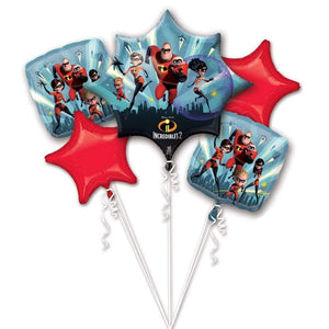 Amscan_OO Balloon - Airwalkers & Bouquets Incredibles 2 Bouquet Foil Balloon 5pk